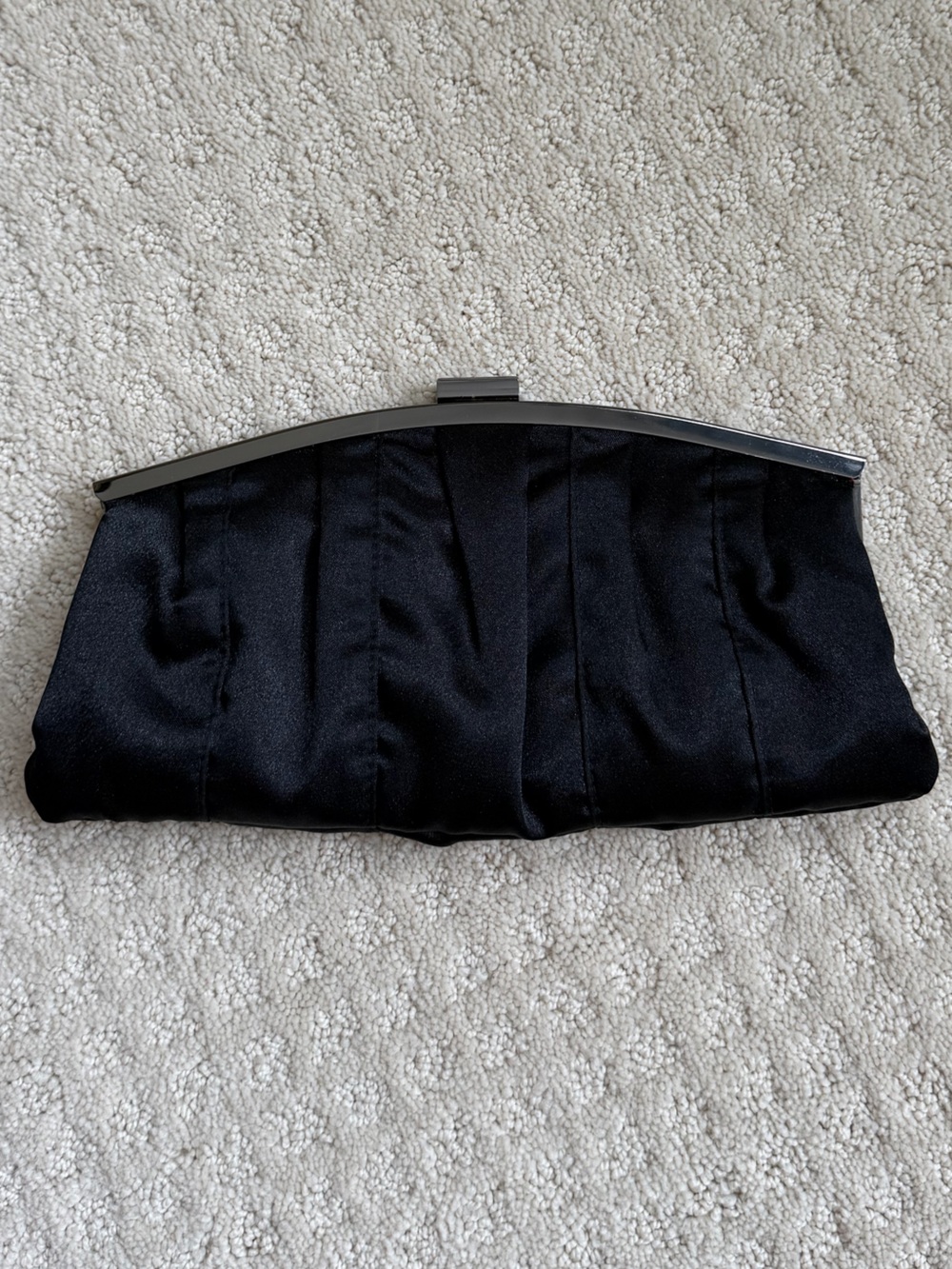 Nite Bags Black Satin Pleated Clutch